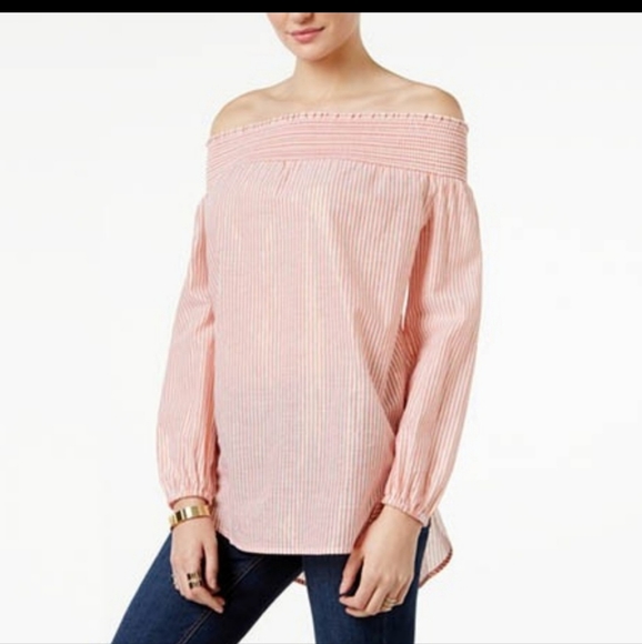 Michael Kors Tops - New! Michael Kors Off The Shoulder Linen Blend Top Sz L